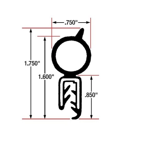 Fairchild Industries Trim Seal, Flexible Steel Wire Core, .11"-.13", Black, 25Ft, 1618-25 1618-25